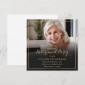 Foto Goud Script Elegant Pensioen Partij Kaart (Voorkant / Achterkant)