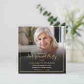 Foto Goud Script Elegant Pensioen Partij Kaart (Staand voorkant)