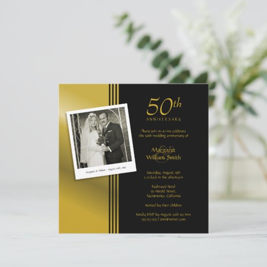 Foto Gouden 50ste Verjaardagsfeest Huwelijk Kaart (Staand voorkant)
