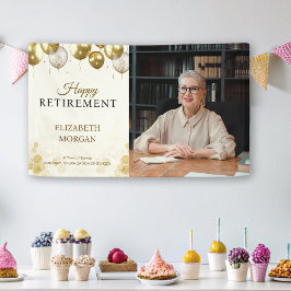 Foto Gouden Ballon Gelukkig met je Pensioen Spandoek