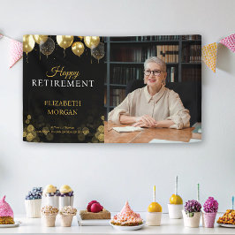 Foto Gouden Ballon Gelukkig met je Pensioen Spandoek