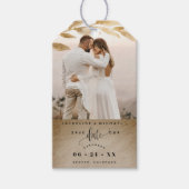 Foto, Gouden bladeren Bruiloft Save the Date Cadeaulabel (Voorkant)