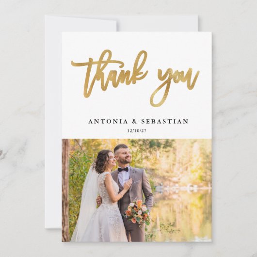 Foto Gouden Brieven Trouwen Dank u Bedankkaart (Voorkant)