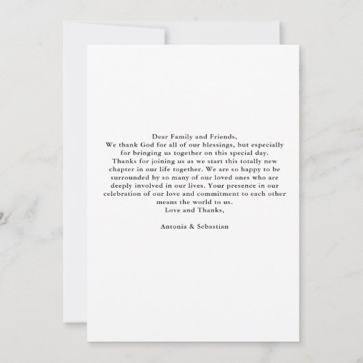 Foto Gouden Brieven Trouwen Dank u Bedankkaart (Achterkant)