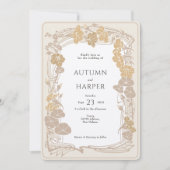 Foto Gouden Elegantie Botanische Bruiloft Kaart (Voorkant)