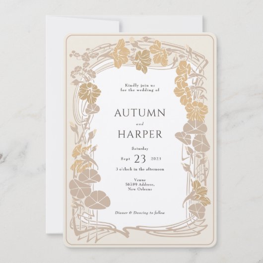 Foto Gouden Elegantie Botanische Bruiloft Kaart (Voorkant)