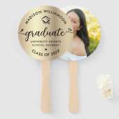 Foto Gouden Folie Afstuderen Zwart Script Hearts P Handwaaier (Voorkant en achterkant)