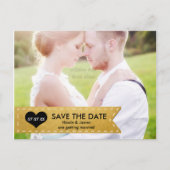 FOTO Gouden Folie Chic Banner SAVE THE DATE Briefk Aankondigingskaart (Voorkant)