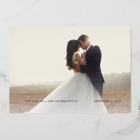 Foto Gouden Folie Script Bruiloft Dank u Kaart (Voorkant)