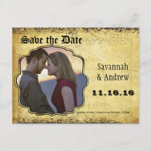 Foto Gouden Gele Hartblad Boom Save the Date Aankondigingskaart