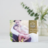 FOTO Gouden GLITTER hart SAVE THE DATE Briefkaart (Staand voorkant)