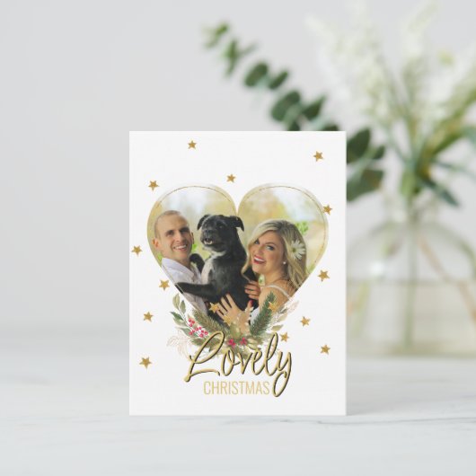 Foto: gouden glitter sterren met mooie kerstdagen feestdagenkaart (Staand voorkant)