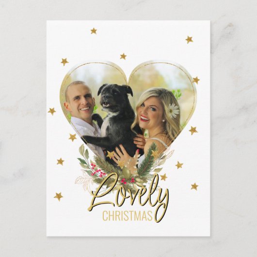 Foto: gouden glitter sterren met mooie kerstdagen feestdagenkaart (Voorkant)