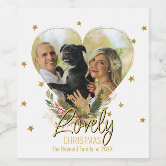 Foto: gouden glitter sterren met mooie kerstdagen wijn etiket (Enkel label)