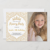 Foto Gouden Glitter Witte Prinses Verjaardag Kaart (Voorkant)