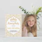 Foto Gouden Glitter Witte Prinses Verjaardag Kaart (Staand voorkant)