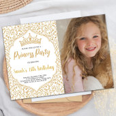 Foto Gouden Glitter Witte Prinses Verjaardag Kaart