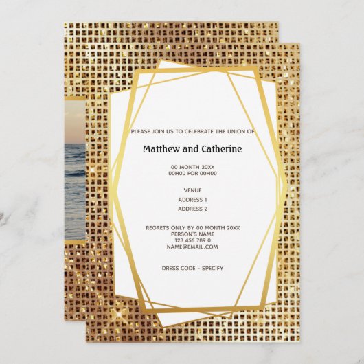 Foto gouden glitters geometrische frame DIY budget Kaart (Voorkant / Achterkant)