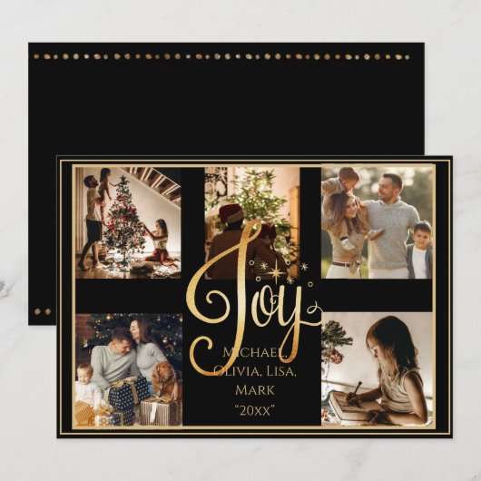 Foto Gouden Kerstkaart met Joy Script voor Kerst e (Voorkant / Achterkant)