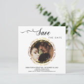 *~* FOTO Gouden Krans Trouwen Save the Date (Staand voorkant)