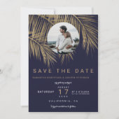 Foto gouden palmblauw van de marinevloot, met uitz save the date (Voorkant)