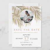 Foto gouden palmboom elegant behalve datum save the date (Voorkant)