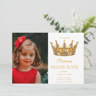 Foto Gouden Prinsessen Kroon Sprookje Verjaardag Kaart