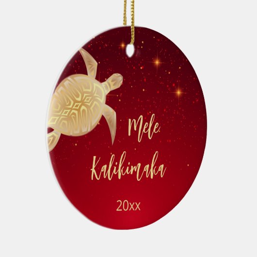 FOTO Gouden Schildpad | Hawaiian Christmas Keramisch Ornament (Rechts)