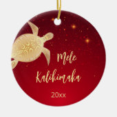FOTO Gouden Schildpad | Hawaiian Christmas Keramisch Ornament (Voorkant)