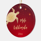 FOTO Gouden Schildpad | Hawaiian Christmas Keramisch Ornament (Links)
