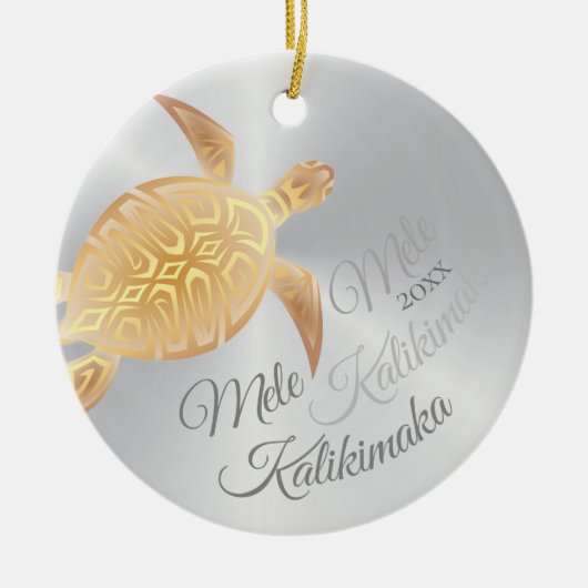 FOTO Gouden Schildpad | Mele Kalikimaka | Keramisch Ornament (Voorkant)