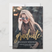 Foto Gouden Script Magnetische Afstudeeraankondigi Uitnodiging (Voorkant)