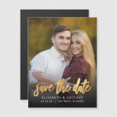 Foto Gouden Script Save the Date Magnetische Kaart (Voorkant / Achterkant)