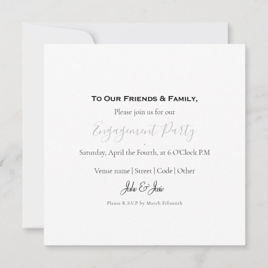 Foto gouden script verloofd aankondigingsfeest aankondiging (Achterkant)