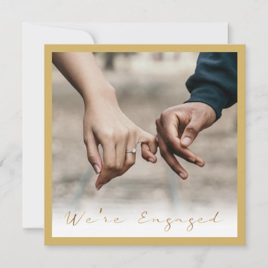 Foto gouden script verloofd aankondigingsfeest aankondiging (Voorkant)