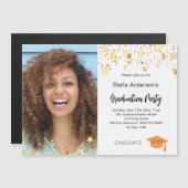 Foto gouden sterren afstudeerfeest magnetische uitnodiging (Voorkant / Achterkant)