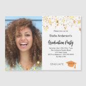 Foto gouden sterren afstudeerfeest magnetische uitnodiging (Voorkant)
