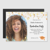 Foto gouden sterren afstudeerfeest magnetische uitnodiging (Voorkant / Achterkant)