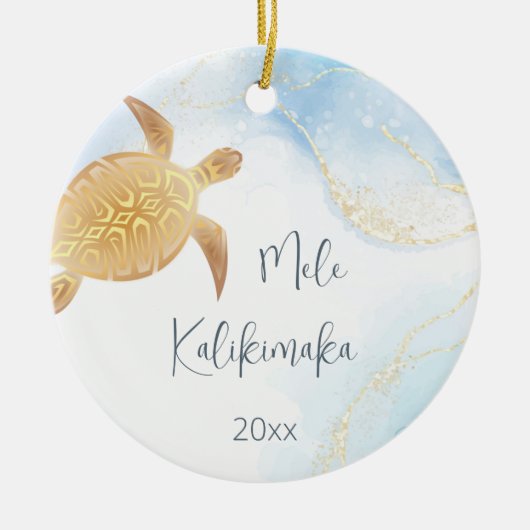 FOTO | goudschildpad | Hawaiian Christmas | Keramisch Ornament (Voorkant)