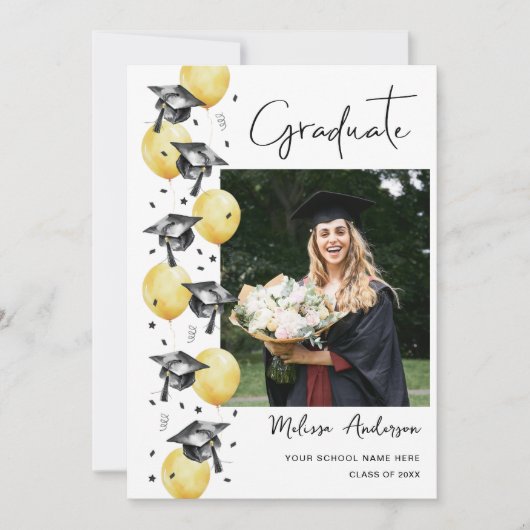 Foto Graduatie Party Ballonnen Aankondiging (Voorkant)