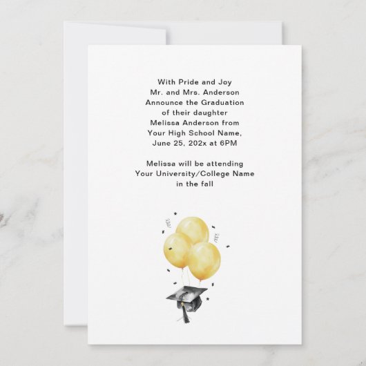 Foto Graduatie Party Ballonnen Aankondiging (Achterkant)