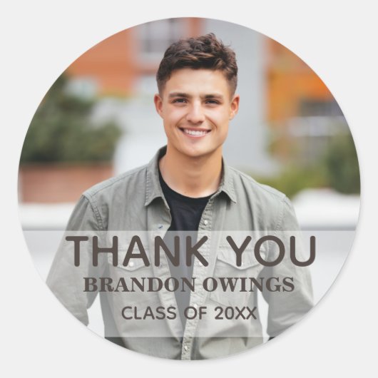Foto Graduation Party Dank u naam Jaar Classi Ronde Sticker (Voorkant)