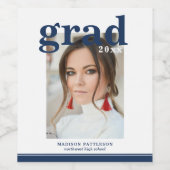 Foto Graduation Party Elegant Modern Script Wijn Etiket (Enkel label)
