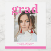 Foto Graduation Party Elegant Modern Script Wijn Wijn Etiket (Enkel label)