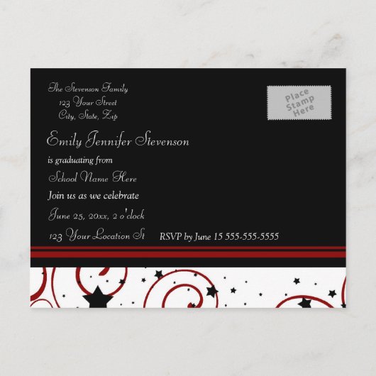 Foto Graduation Party Invitation Briefkaarten (Achterkant)