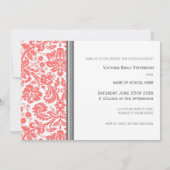 Foto Graduation Party Invitation Coral Grey Kaart (Achterkant)