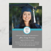 Foto Graduation Party Invitation Grijs Blauw Kaart (Voorkant / Achterkant)