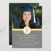 Foto Graduation Party Invitation Grijs Geel Kaart (Voorkant / Achterkant)