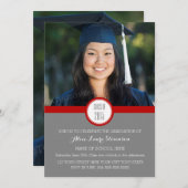 Foto Graduation Party Invitation Grijs Rood Kaart (Voorkant / Achterkant)
