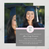 Foto Graduation Party Invitation Grijs Roze Kaart (Voorkant / Achterkant)